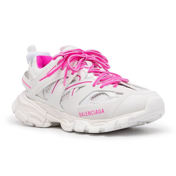 Balenciaga Track Sneaker Pink White Lace Up Tie Low Top Platform Flat Trainer 40 - Picture 3 of 12